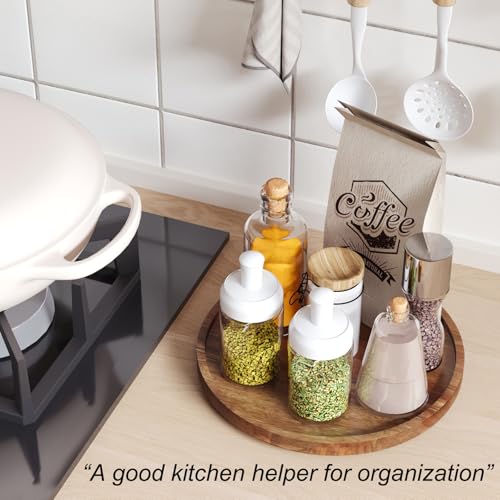 VERTORGAN Lazy Susan Bamboo Organizer for Kitchen,Cabinet(Medium) | 360 Rotating Turntable,Spice Rack,Serving Tray,Pantry Vanity Organizer,Countertop Space-Saver - size: 9.8in