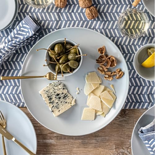 over&back Coupe Stoneware Serving Platter - Elegant 1-Piece Round Serving Platter to Complete Your Kitchen Set - 13.1" x 13.1" - Semi-Matte Fog Blue - color: Fog Blue, size: Round Platter