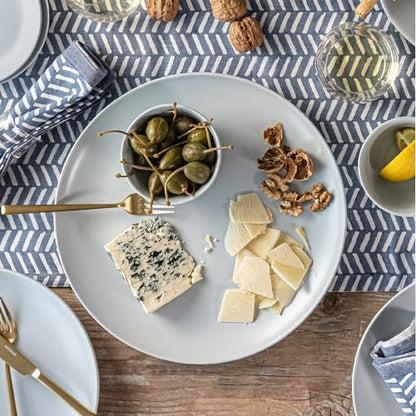 over&back Coupe Stoneware Serving Platter - Elegant 1-Piece Round Serving Platter to Complete Your Kitchen Set - 13.1" x 13.1" - Semi-Matte Fog Blue - color: Fog Blue, size: Round Platter