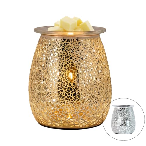 Electric Wax Warmer,Electric Wax Melt Warmer，Ice Crack Glass Pattern for Home Office Gifts & Decor (Cracked Glass) - color: Cracked Glass