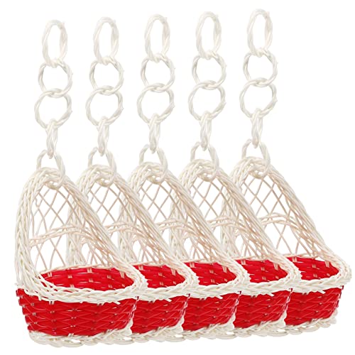 ORFOFE 5pcs Handwoven Rattan Hanging Baskets Nest Shape Decorative Storage Baskets Handles Stylish Wall Decor for Home and Office Organization