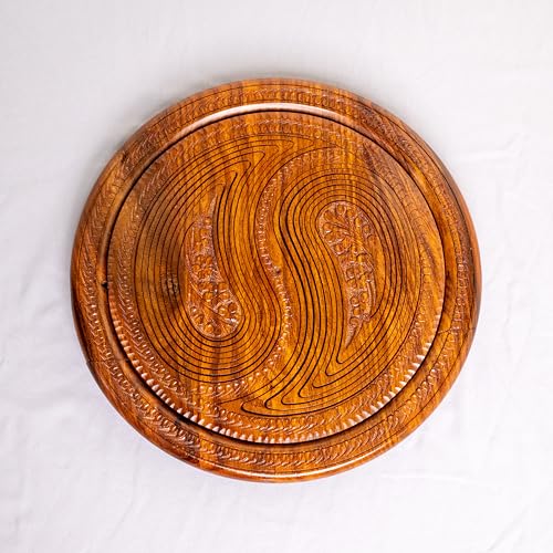 Handmade 12″ Collapsible Wooden Basket, 2-Compartment Yin-Yang Design in Himalayan Rosewood, Fruit Basket, Bread Bowl & Trivet, Folds Flat for Easy Storage – Unique Centerpiece & Gift