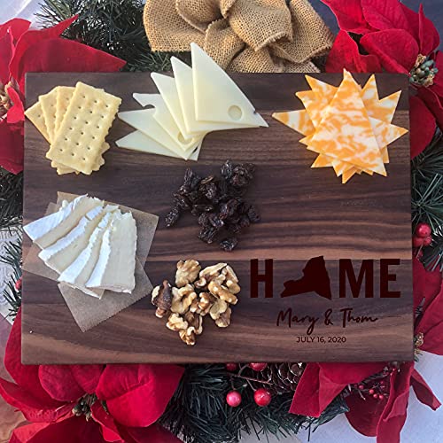 Custom Cutting Board. State Home. Personalized Boards. Wood Engraved. Handmade. Walnut Boards. Customized Gift. (Walnut, 9" x 12"x 3/4" rectangular) - size: 9" x 12"x 3/4" rectangular