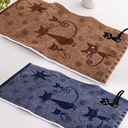 Kissvian 3 Pack Cute Kitten Design Hand & Face Towels with Hanging Loop, Fingertip Towels Soft Absorbent Bathroom & Kitchen Towels for Kids Adults - Adorable Cat Themed Towel Set