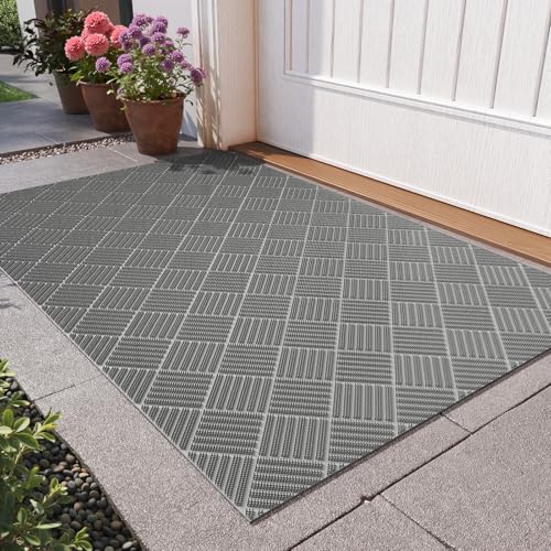 Welcome Door Mat Outside Non-Slip Durable Waterproof Grey 20"x31" | Outside Entrance Heavy Duty Non-Slip Dirt Trapping Rubber Dirt Mats, All Weather for Garage Home Pool Entrance, Easy Clean - color: Grey-b, size: 20''x31''