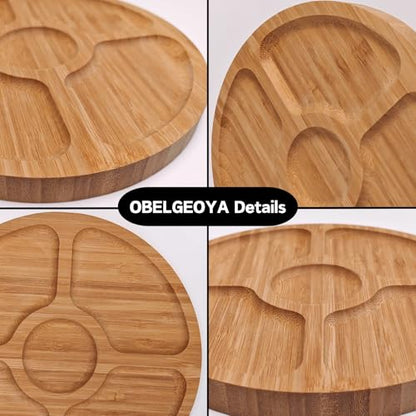 9.5" Round Acacia Wood Serving Board - Circle Food Serving Tray for Kitchen Appetizers, Wooden Cutting Chopping Board for Meat, Vegetables, Bread, Charcuterie, Cheese Board - size: 9.5" Round Acacia