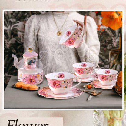 Coffee Cup Set Ceramic Coffee Cup and Saucer Flower Tea Cup Afternoon Tea Set Creative Gift Box Gift