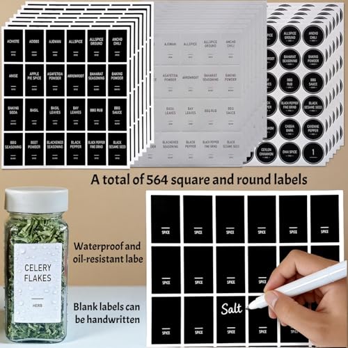 Spice Jars with Labels - 24 Glass Spice with Shaker Lids & Airtight Plastic Caps - 4oz Complete Seasoning Containers Organizer Set for Cabinet, Drawer & Rack (Beige) - color: Beige
