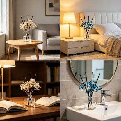 Flower Reed Sticks 62pcs 5 Mixed Colors - Oil Refills Air Freshener | Essential Oil Diffuser Refills. Air Freshener for Room, Bathroom, Office. Great Gift for Home.