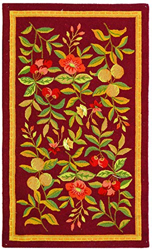 SAFAVIEH Chelsea Collection Accent Rug - 3'9" x 5'9", Burgundy, Hand-Hooked French Country Wool, Ideal for High Traffic Areas in Entryway, Living Room, Bedroom (HK210C) - color: Burgundy, size: 3'9" x 5'9" (Rectangular)