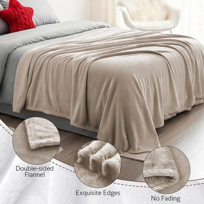 3-Pack Fleece Throw Blankets 50x60, 300GSM Soft Flannel Plush Blanket, Lightweight Warm Couch Sofa Bed Blankets, No Shedding All Season (Camel) - color: Camel