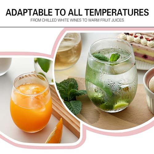 Stemless Wine Glasses Set of 4, 18 Ounces Red & White Wine Glasses for Party, Lead-free, Ideal Wine Accessories Gift (Clear)