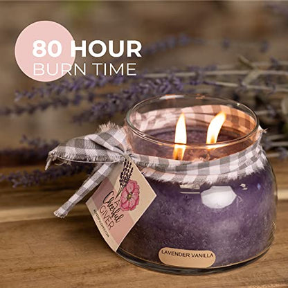 A Cheerful Giver - Lavender Vanilla Mama Scented Glass Jar Candle (22oz) with Lid & True to Life Fragrance Made in USA - size: 22 oz