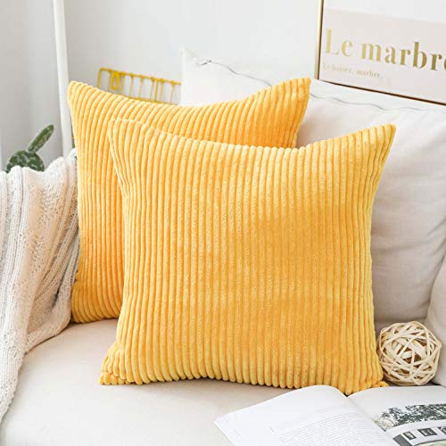 Home Brilliant Pillow Covers 16x16 Sofa Couch Pillow Covers Decorative Accent Pillowcases for Bedroom Summer Decor, 40x40 cm, Sunflower Mustard Yellow - color: Sunflower Yellow, size: 16" x 16" (Pack of 2)