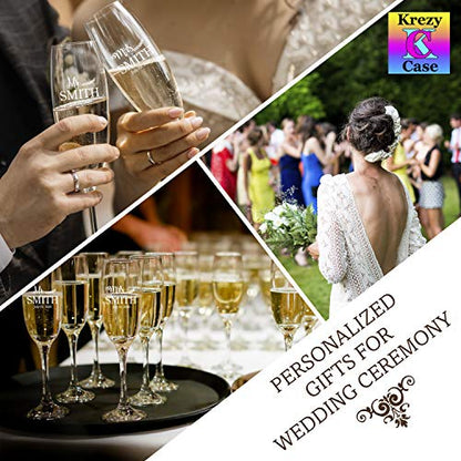 Mr and Mrs Wedding Toasting Champagne Flutes, Set of 2, Laser engraved Tosting Flutes Engraved Personalized Glasses for Bride and Groom - color: Wedding-13, style: Only Glasses