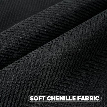 FUTEI Pack of 2 Chenille Throw Pillow Covers 16x16 Inch, Black | Elegant Herringbone Textured Design,Side Hidden Zipper,Machine Washable,Pill-Resistant,Colorfast,Insert Not Included. - color: Black, size: 16" x 16" (Pack of 2)