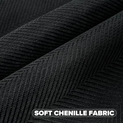FUTEI Pack of 2 Chenille Throw Pillow Covers 18x18 Inch, Black | Elegant Herringbone Textured Design,Side Hidden Zipper,Machine Washable,Pill-Resistant,Colorfast,Insert Not Included. - color: Black, size: 18" x 18" (Pack of 2)