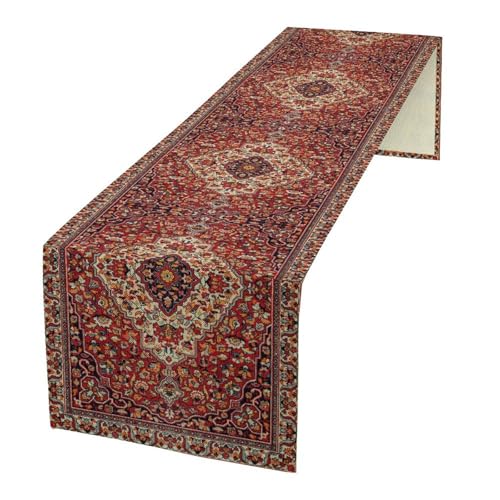 Boho Floral Vintage Table Runner, Paisley Retro Red Flower Rustic Country Farmhouse Abstract Pattern for Home Kitchen Table Decor Dining Coffee Room Party Decor 13x36in - color: Vintage-3, size: 13x36in