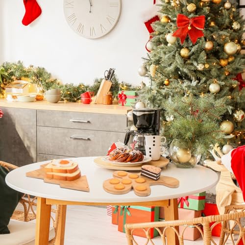 AWIZOM 2 Pcs Christmas Cutting Boards Christmas Tree and Gingerbread Man Shape Charcuterie Boards Bamboo Wood Kitchen Chopping Board Larser Engraved Serving Boards for DIY Housewarming Xmas Presents