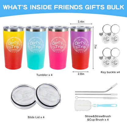 4 Pack Girls Trip Tumbler Set | 20oz Stainless Steel Insulated Tumblers with Lids Straws, Girls Trip Gifts for Women Friends, 2026 Gradient Tumblers - color: Style 1