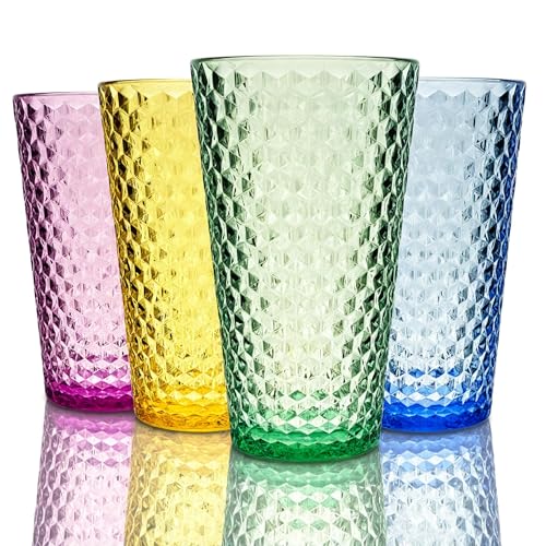 Lily's Home 19.4oz Highball Glasses Set of 4 - Unbreakable Plastic Cups for Outdoor, Party & Camping | Dishwasher Safe, Stackable Drinkware | BPA-Free Shatterproof Tumblers (Made in Taiwan) - size: 19.4 Ounces