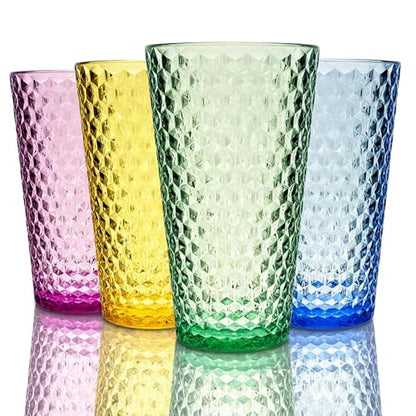 Lily's Home 19.4oz Highball Glasses Set of 4 - Unbreakable Plastic Cups for Outdoor, Party & Camping | Dishwasher Safe, Stackable Drinkware | BPA-Free Shatterproof Tumblers (Made in Taiwan) - size: 19.4 Ounces