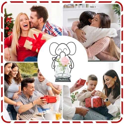 Desktop Glass Planter Hydroponics Vase, Planter Round Vase with Holder for Home Decoration, Modern Creative rabbit Plant Terrarium Stand, Scindapsus Container | Planter Round Vase with Holder for Home Decoration, Modern Creative Terrarium Stand, Great for
