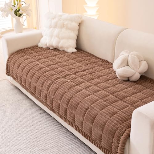 Awjcsv Couch Covers for Dogs Washable, Non Slip Sofa Protector Pet Friendly | Thick, Soft Furniture Cover, Against Pets Hair & Scratch, Fits Leather and Fabric Couches, 35" X 63" - color: Dark Brown, size: 35" X 63"