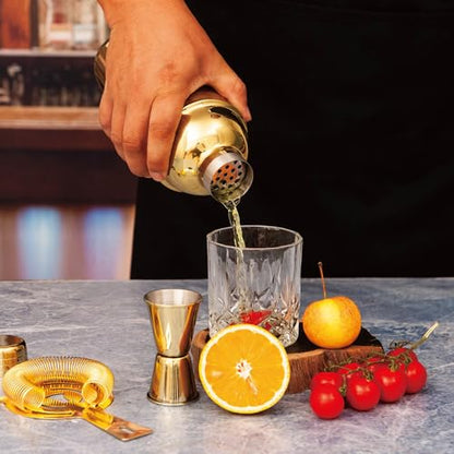 Cocktail Shaker Set Bartender Kit,5 Piece Bar Set Stainless Steel Bar Tools Set for Professional Bartender and Home (Gold, 5-Piece) - color: Gold