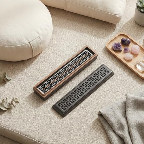 CEREMONY Incense Holder for Sticks, Ceramic Insence-Stick Holder Ash Catcher, Incense Holder Timkburner for Meditation Yoga Spa Room Incense Holder (Mesh-Brown) - color: Mesh-brown