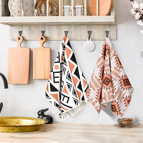 Western Kitchen Towels Set of 2 – 16x24 Inch Aztec Boho Hand Towels, Super Absorbent Microfiber Dish Cloths for Kitchen, Bath, RV & Camping, Gifts for Women - color: Western-2 Aztec