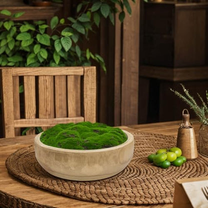 NAHARO Moss Wood Bowl, Natural Round Decorative Dough Bowl, Artificial Moss Centerpiece for Wedding Table, Home Decoration, Living Room, Office, No Maintenance