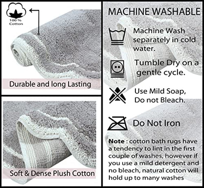 Home Weavers Allure Collection 100% Cotton Tufted Bathroom Rug, Soft and Absorbent Bath Rugs, Non-Slip Bath Carpet, Machine Wash Dry Bath Mats for Bathroom Floor, 21"x34" Bath Rug, Gray