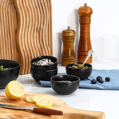 Selamica Ceramic Dipping Bowls 4 oz, Mini Dip Bowls Set of 6 for Sauce, Condiment, Side Dish, Charcuterie Board, Microwave Dishwasher Safe, Matte Black - color: Matte Black, size: 4 Oz