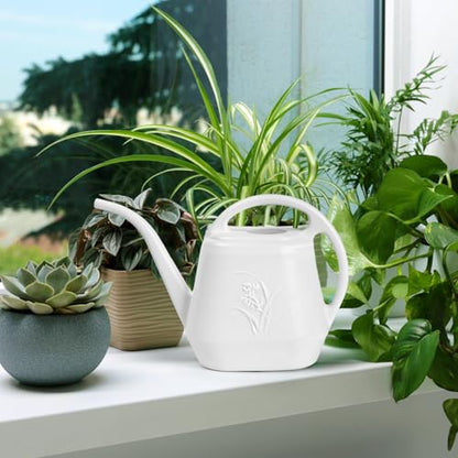 ZXJ Plant Watering Can - for Indoor and Outdoor Home Garden Plants - with Long Spout - White - 1/2 Gallon - color: White