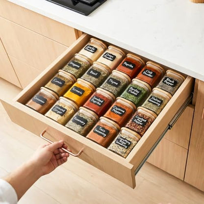 12 Pack 4 oz Square Glass Spice Jars with Lids and Labels – Airtight Small Seasoning Containers Set, Clear Glass Storage Jars for Seasoning, Spices, Kitchen Pantry Organization - color: Square/4oz/12pcs