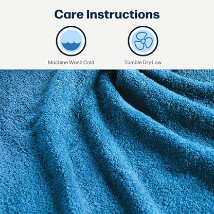 24-Piece Set of Towels, Lightweight 380 GSM Cotton Towels, Quick Drying, Absorbent Hand Towels, Fingertip Towels, Bath Towels, & Washcloths, Blue - color: Blue