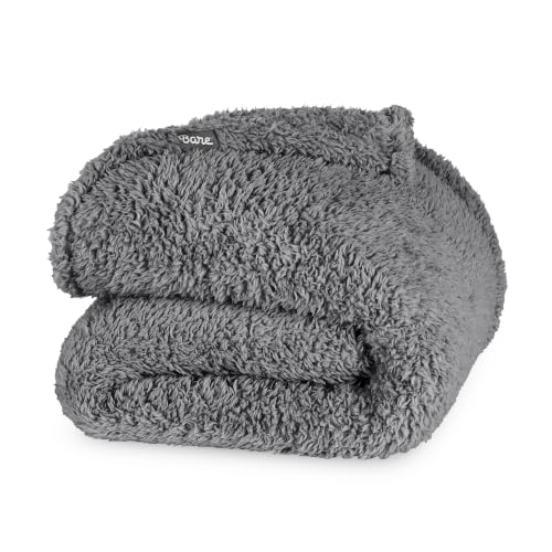 Bare Home Faux Shearling Blanket (King, Solid Grey) | Blanket for Bed, Sofa, Couch, Camping, Travel, and Gifts, Warm & Lightweight, Fluffy & Soft - color: 03 - Solid Grey, size: King