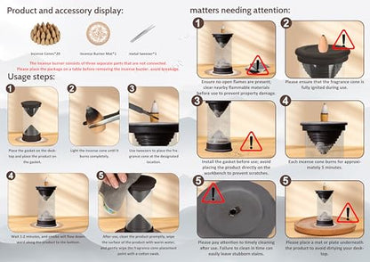 Hourglass Backflow Incense Burner Waterfall Incense Holder Bracket Glass Windproof Cover Provides 20 Counter Flow Incense Cones for Yoga Office Home Decoration Odor Elimination