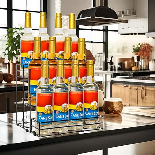 12 Bottles Coffee Syrup Organizer, 3 Tier Syrup Stand, Syrup Rack | Coffee Syrup Holder for Coffee Bar Station, Syrup Rack Organizer,Wine Rack for Countertop, Bottle Rack for Cocktail, Dressing - size: 3-Tier