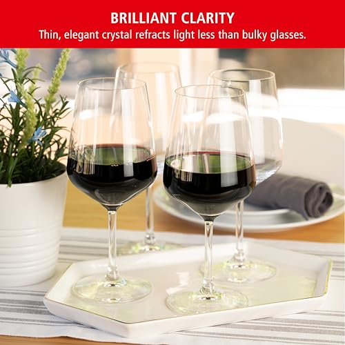 Spiegelau Style Red and White Wine Glasses, Modern Stemmed Wine Glasses, Elegant Glassware for Dinner Parties, Home Bar Cart Accessories, Hosting Essentials, and Wedding Gifts, Set of 12 - style: Red and White