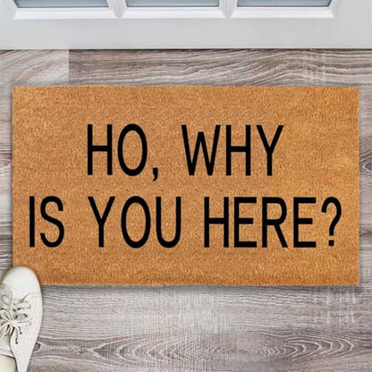 Funny Coir Welcome Doormat for Porch & Entrance - Personalized Rug, Heavy-Duty PVC Backing, Non-Slip, 30 x 18 inch - color: Ho Why You Are Here