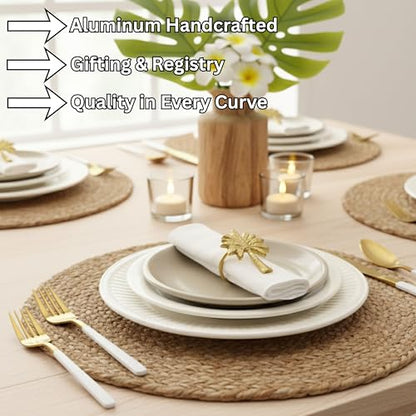 Napkin Ring Set of 12, Fall Thanksgiving Christmas Napkin Rings, Festival Metal Napkin Rings Holders, Napkin Ring Bulk for Wedding, Party, Elegant Table Settings Gift Ideas (Gold) - ALPHA Living HOME - color: Old Gold, size: 12- Pack
