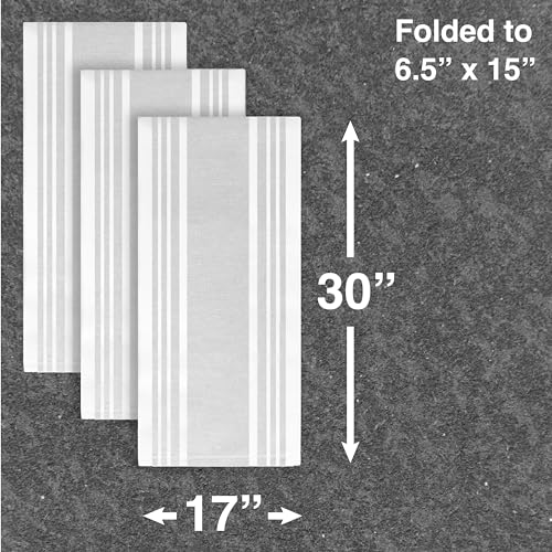All-Clad Dual-Purpose Kitchen Towels: Highly Absorbent - 100% Cotton, 17"x30" Dish Towels for Cleaning & Drying Dishes & Glassware, 3-Pack, Titanium - color: Titanium