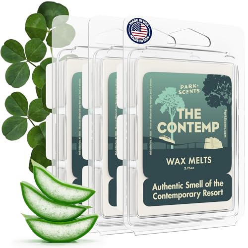 The Contemp – Theme Park Resort Hotel Inspired Luxury Candle Wax Melts – Clover Aloe Jasmine Wax Cubes – Vegan Soy Blend, Made in USA – Birthday Gifts for Women, Sister, Hostess (3 Pack)
