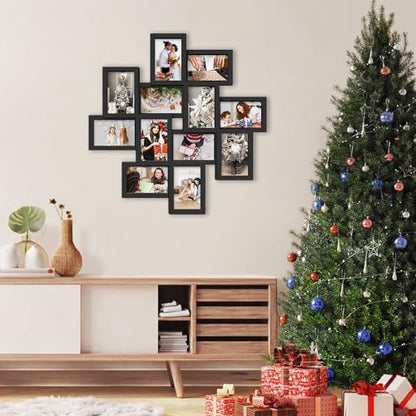 Jerry & Maggie - Photo Frame 24x24 Square Storm Eye Black PVC Picture Frame Selfie Gallery Collage Wall Hanging for 6x4 Photo - 12 Photo Sockets - Wall Mounting Design - color: Black