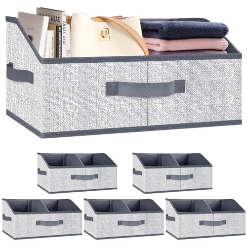 Fabric Wardrobe Storage Bins -6 Pack， Large Pink Foldable With Handles And Dividers Trapezoidal Wardrobe Storage Boxes, Suitable For Storing Clothes, Books, Wallets, Toys, Etc. - color: Pink