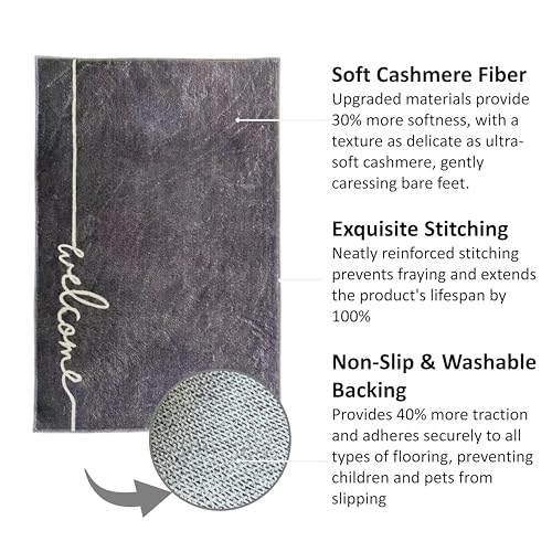 Washable Indoor Door Mat, 24"x36", Low-Profile Soft Surface Entrance Mat, Durable Stain & Fade Resistant, Non-Slip Absorbent Backing, Easy Clean Welcome Doormat for Home Indoor Entryway - size: 2' x 3' (Rectangular)