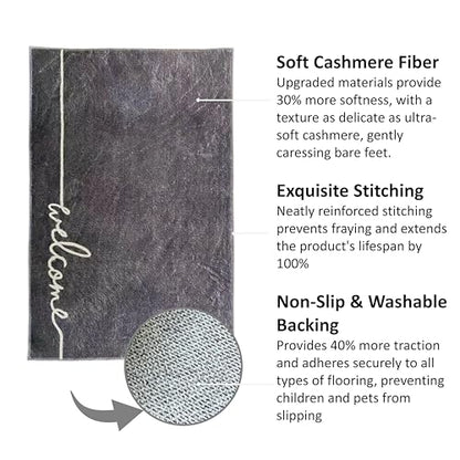Washable Indoor Door Mat, 24"x36", Low-Profile Soft Surface Entrance Mat, Durable Stain & Fade Resistant, Non-Slip Absorbent Backing, Easy Clean Welcome Doormat for Home Indoor Entryway - size: 2' x 3' (Rectangular)