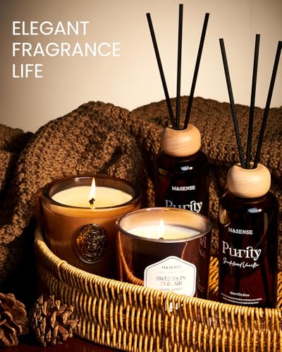 M&SENSE Reed Diffuser Set, Wild Fig Honey, 6.3 oz Natural Essential Oil | Non-Toxic Organic, Long-Lasting Fragrance, Ideal for Living Room, Dining Room, Gifts for Women - color: Wild Fig & Honey